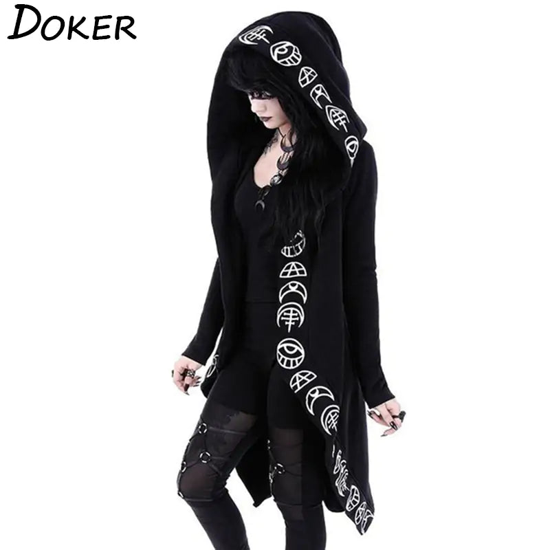 Gothic Punk Black Long Women Hoodies