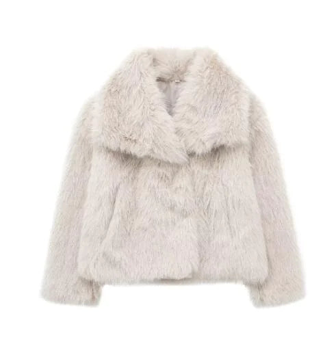 Women's Faux Fox Fur Coat: Luxe Furry Jacket for Autumn and Winter - Trendy Sassy Stylish