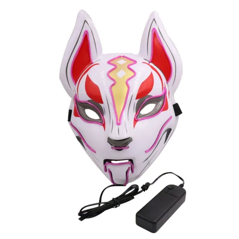 Neon LED Luminous Joker Mask with EL Wire - Halloween Carnival Costume Prop - Trendy Sassy Stylish