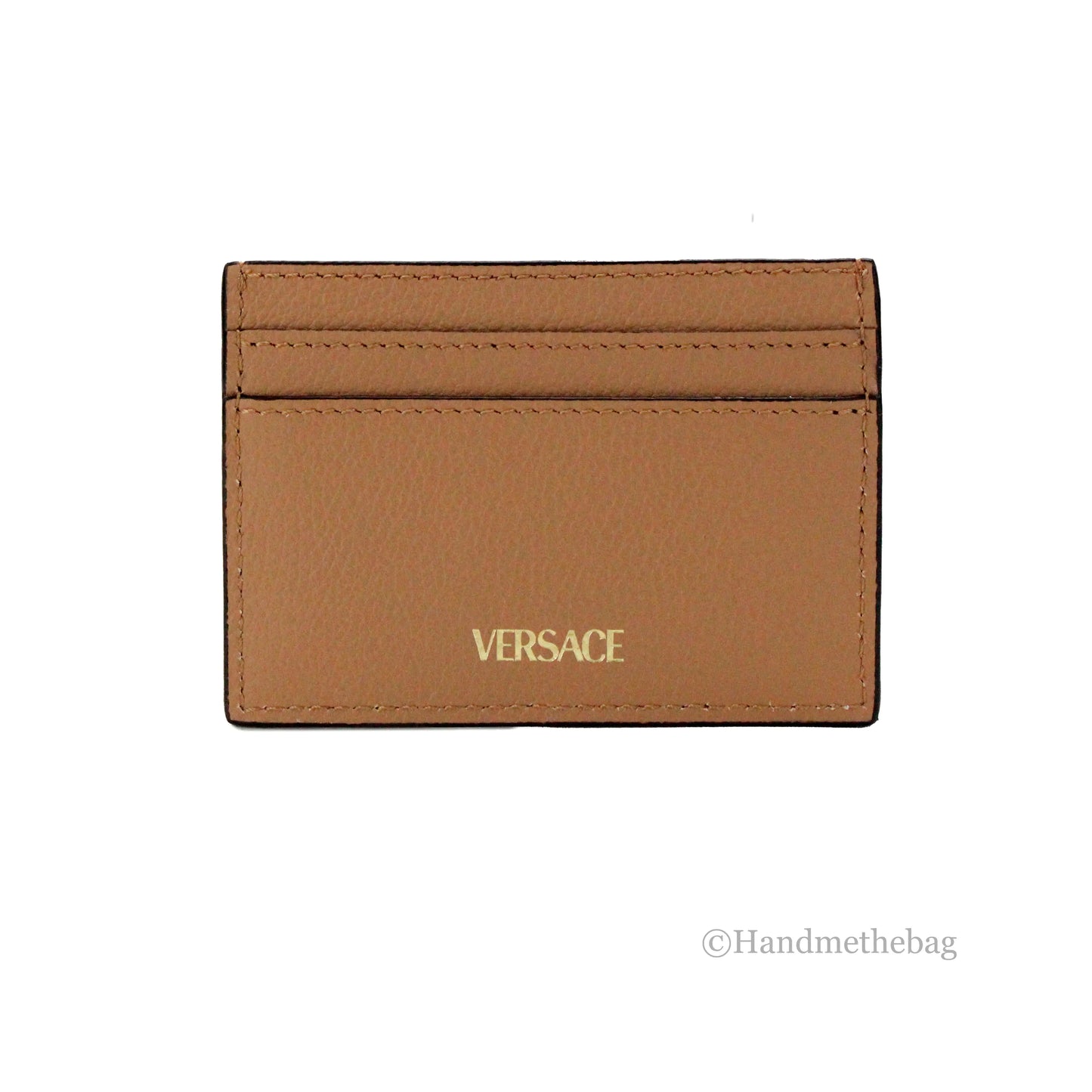 Versace Mini Medusa Brown Grainy Leather Card Case - Trendy Sassy Stylish