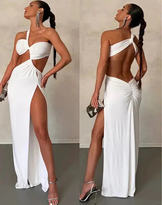 Women's One-Shoulder Solid Dress - Trendy Sassy Stylish