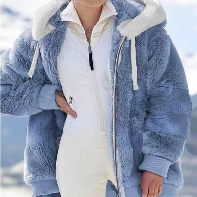 Plush Hooded Jackets For Women