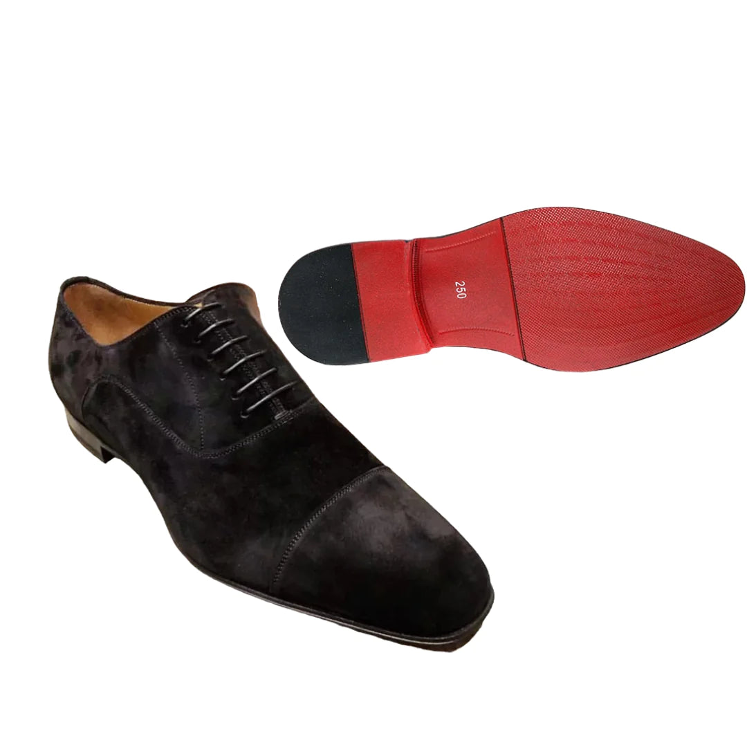 Red Bottom Classic Suede Leather Black Oxfords Shoes - Trendy Sassy Stylish