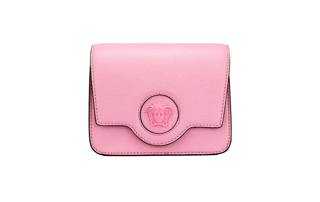 Versace La Medusa Small Pink Leather Evening Crossbody Bag - Trendy Sassy Stylish