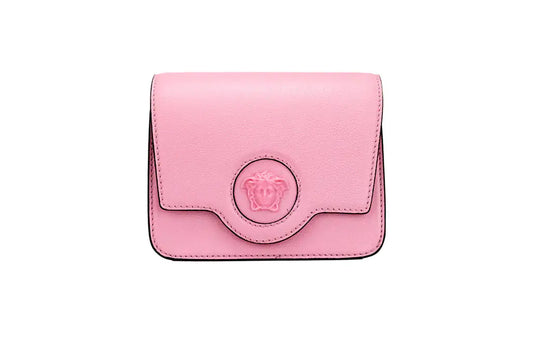 Versace La Medusa Small Pink Leather Evening Crossbody Bag - Trendy Sassy Stylish