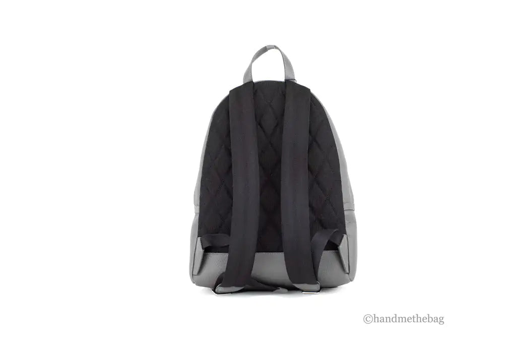 Burberry Abbeydale Branded Charcoal Grey Leather Backpack Shoulder Bookbag - Trendy Sassy Stylish