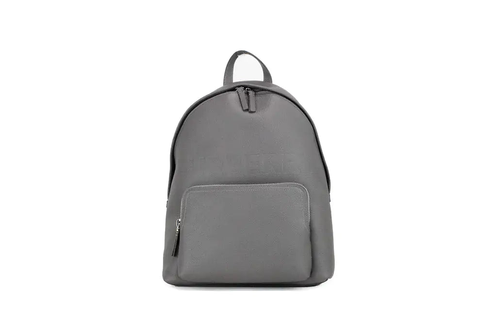 Burberry Abbeydale Branded Charcoal Grey Leather Backpack Shoulder Bookbag - Trendy Sassy Stylish