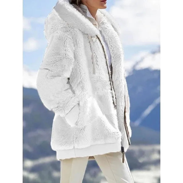 Plush Hooded Jackets For Women