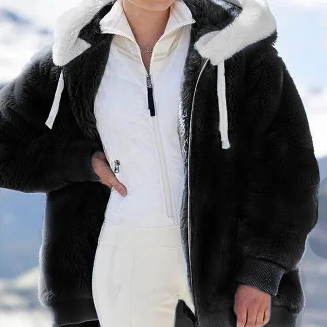 Plush Hooded Jackets For Women