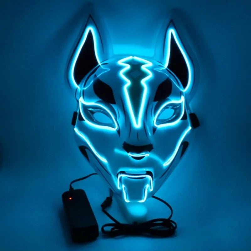 Neon LED Luminous Joker Mask with EL Wire - Halloween Carnival Costume Prop - Trendy Sassy Stylish