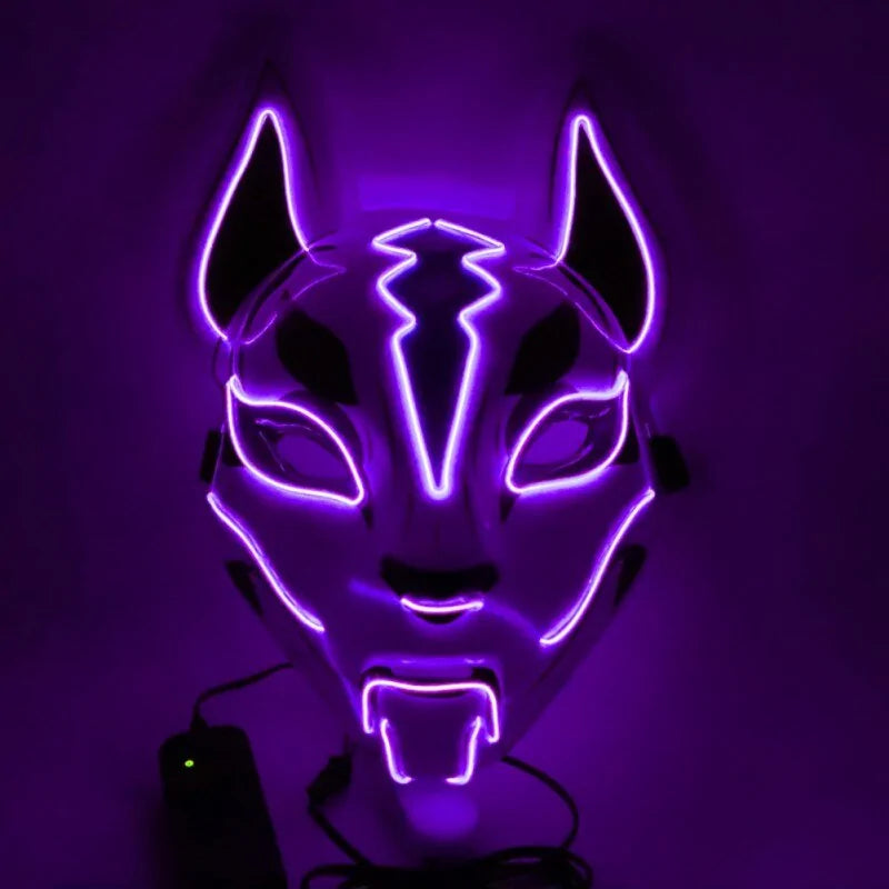 Neon LED Luminous Joker Mask with EL Wire - Halloween Carnival Costume Prop - Trendy Sassy Stylish