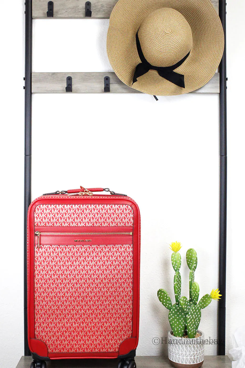 Michael Kors Travel Small Red Trolley Rolling Suitcase - Trendy Sassy Stylish